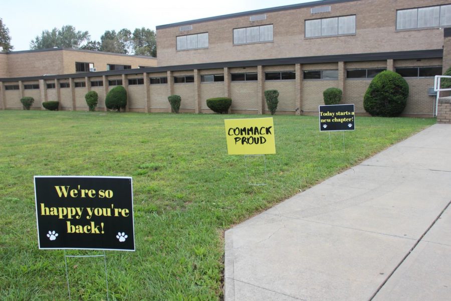 Welcome back signs greeted students as they returned to campus.