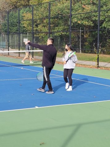 Tennis with the Teachers is an annual charity event sponsored by the Varsity Girls Tennis team and benefits breast cancer research.